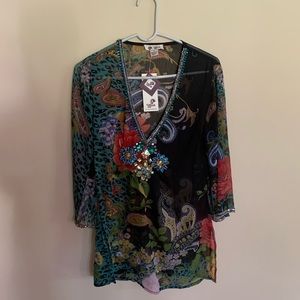 gorgeous beaded sheer tunic